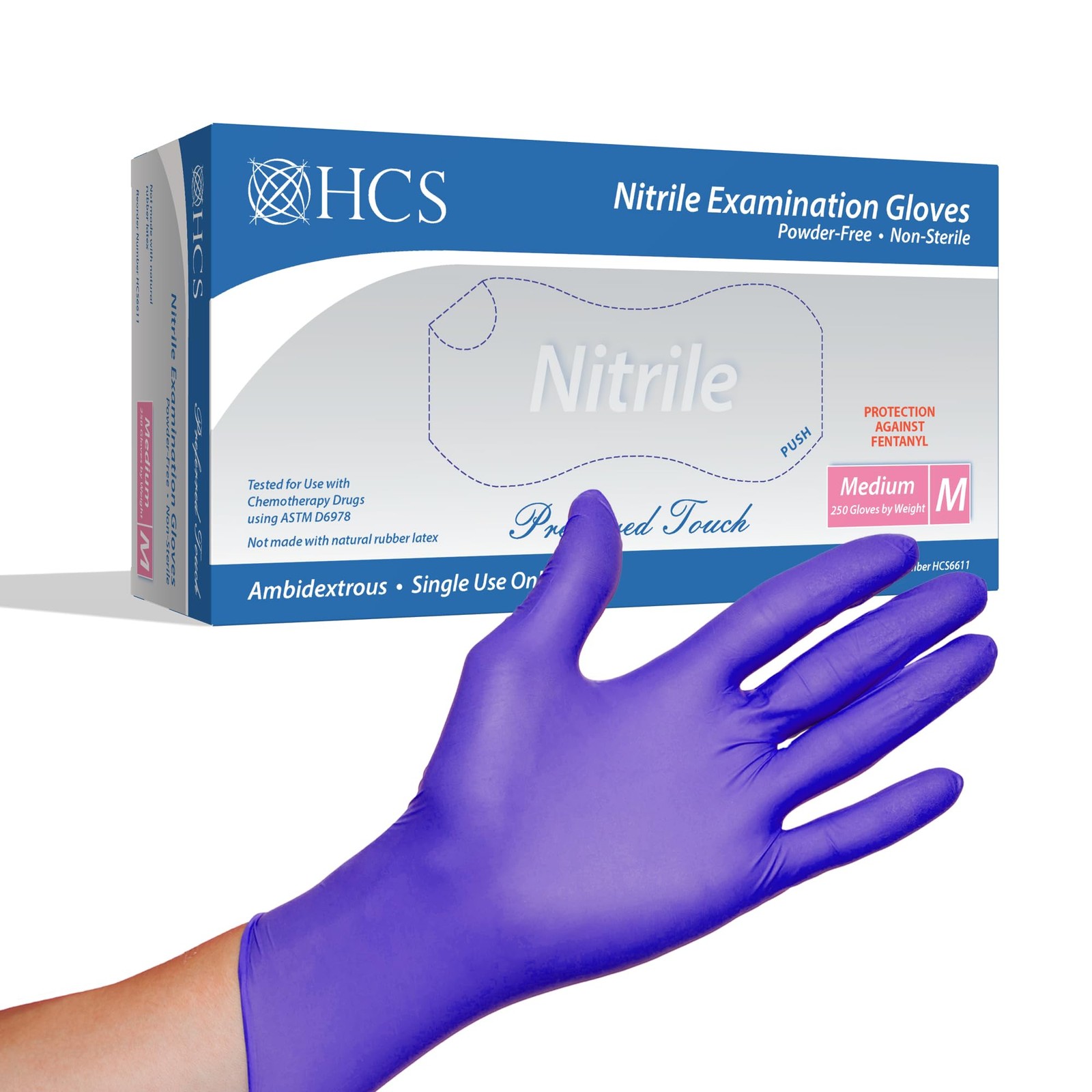 HCS 250 Count Nitrile Gloves (More Per Box) – Chemo Protection, Medical Glove…