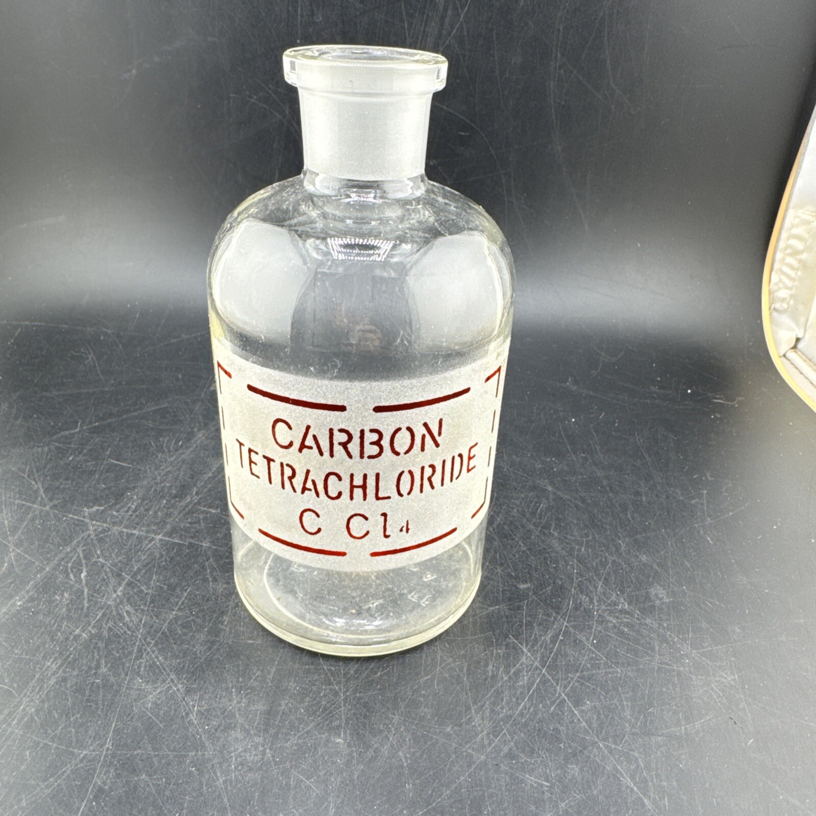 VINTAGE RARE Pyrex reagent bottle 250mL Carbon Tetrachloride 📦