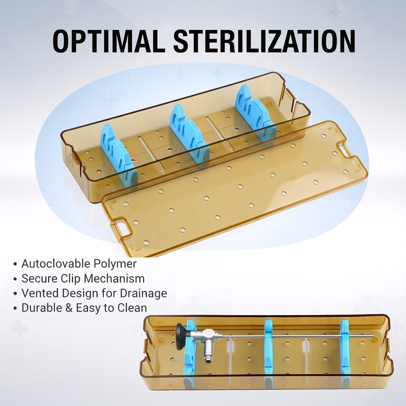 PPSU Rigid Endoscope Disinfection Box Autoclave Case Sterilization Tray S Size