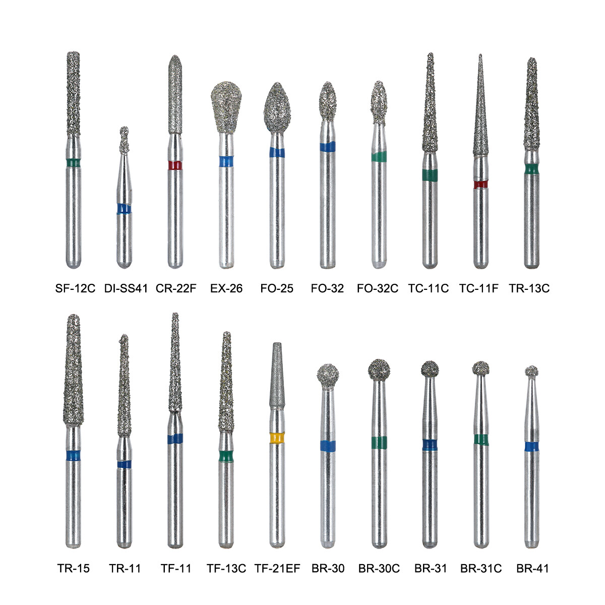 100pcs Dental Diamond Burs for High Speed Handpiece Medium FG 1.6mm