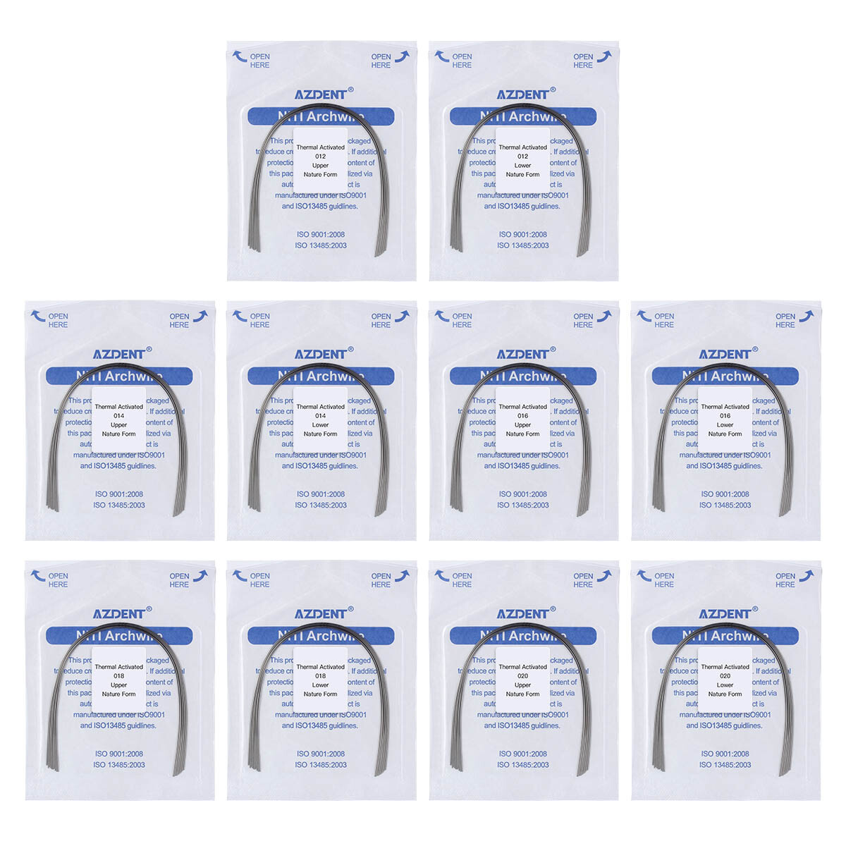 Dental Thermal Activated NITI Arch Wires Round Natural 10pc/pack 012-020 azdent