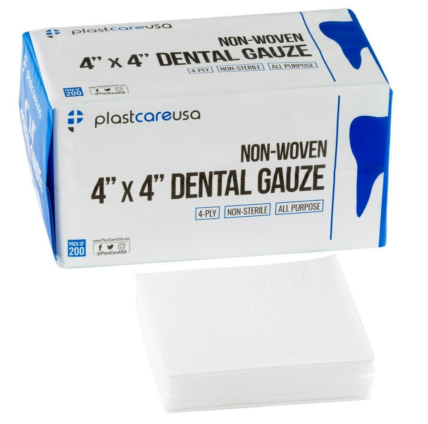 8000 4×4 Non Woven Sponges 4-Ply, Non-Sterile Cotton Dental Gauze Pads (4 CASES)