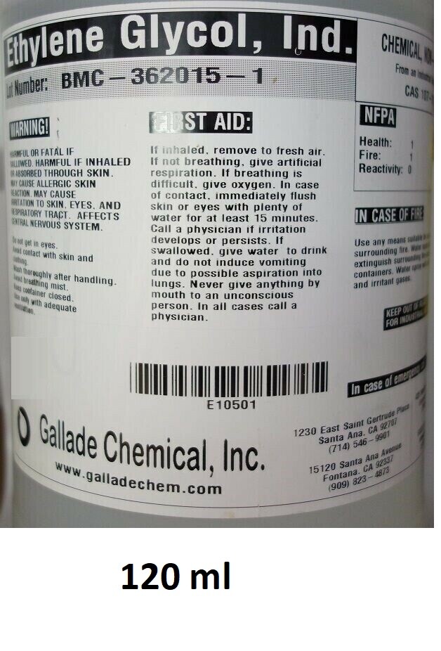 High quality Ethylene glycol Grade 99.9% 120ml