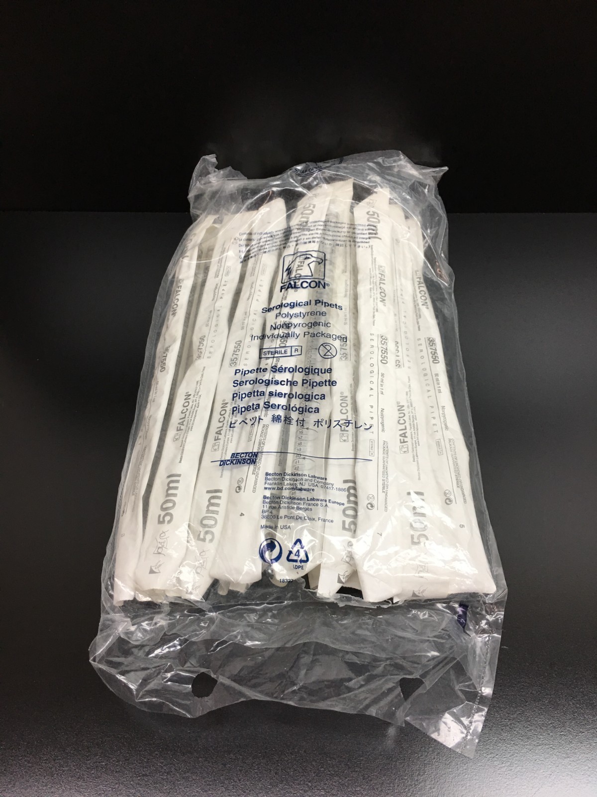 Corning Falcon REF 357550 Serological Pipet 1.0 Increments 50mL Lot 18 PCS