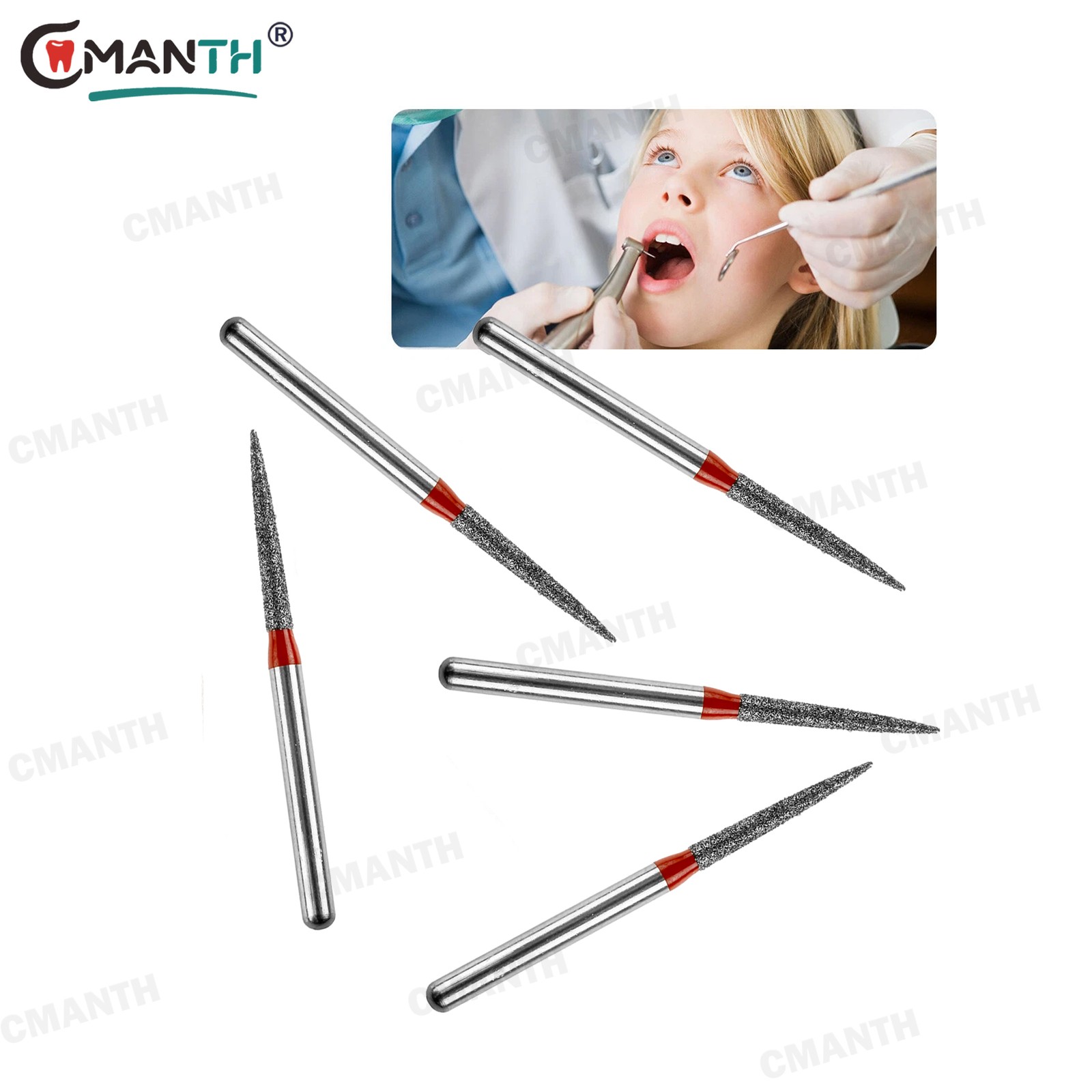 20PCS Dental FG Diamond Burs Taper Round Coarse/Fine Grit High Speed Burs 40Type