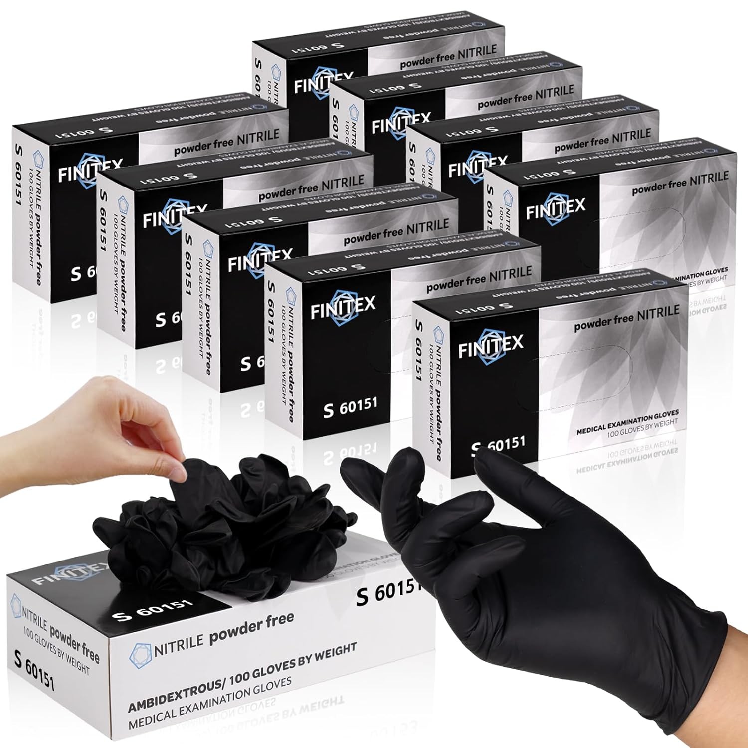 Black Nitrile Disposable Exam Gloves Powder Free Latex Free Medical Gloves