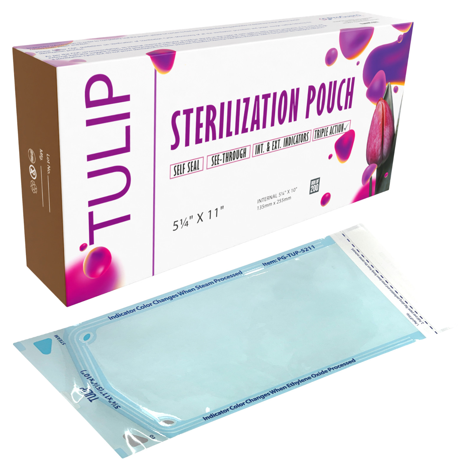 1000 5.25″ x 10″ Self-Sealing Sterilization Pouches Nail Bags Autoclave TULIP