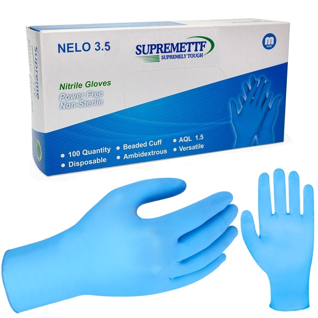 Blue Disposable Nitrile Examination Gloves Powder & Latex Free 3.5mil Size M-2XL