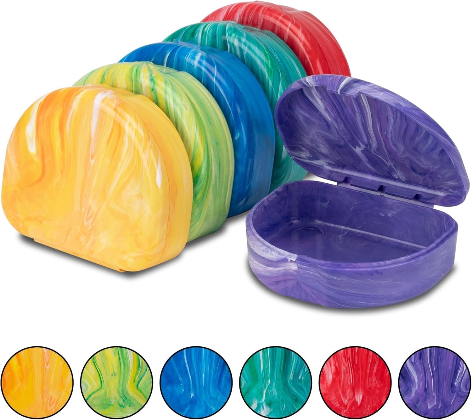 3 Pack Assorted Marble Retainer Cases – Perfect for Aligners & Mouth Guards