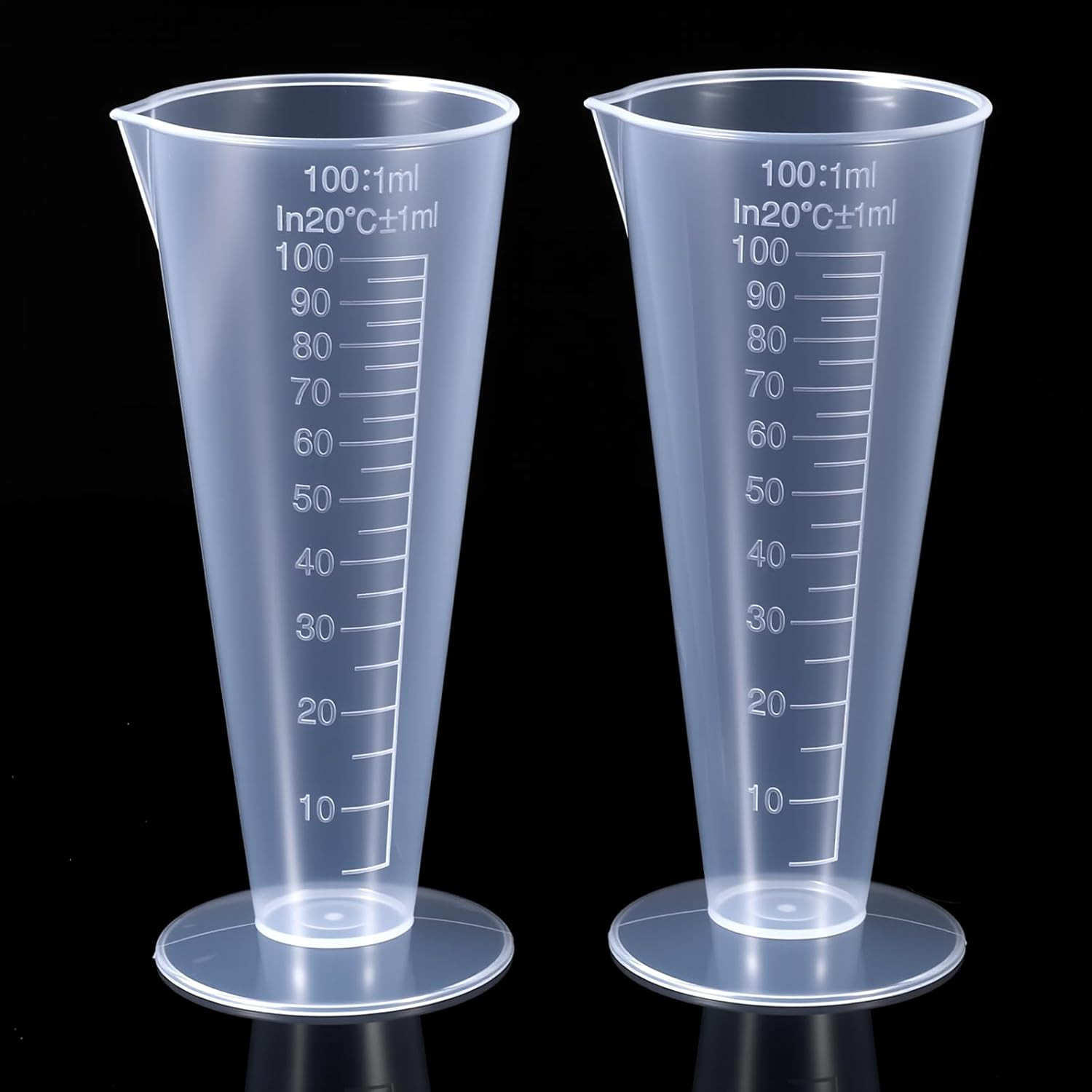 Plastic Graduated Measuring Cup, 100Ml round Base Cone Shape Graduated Beaker Cl