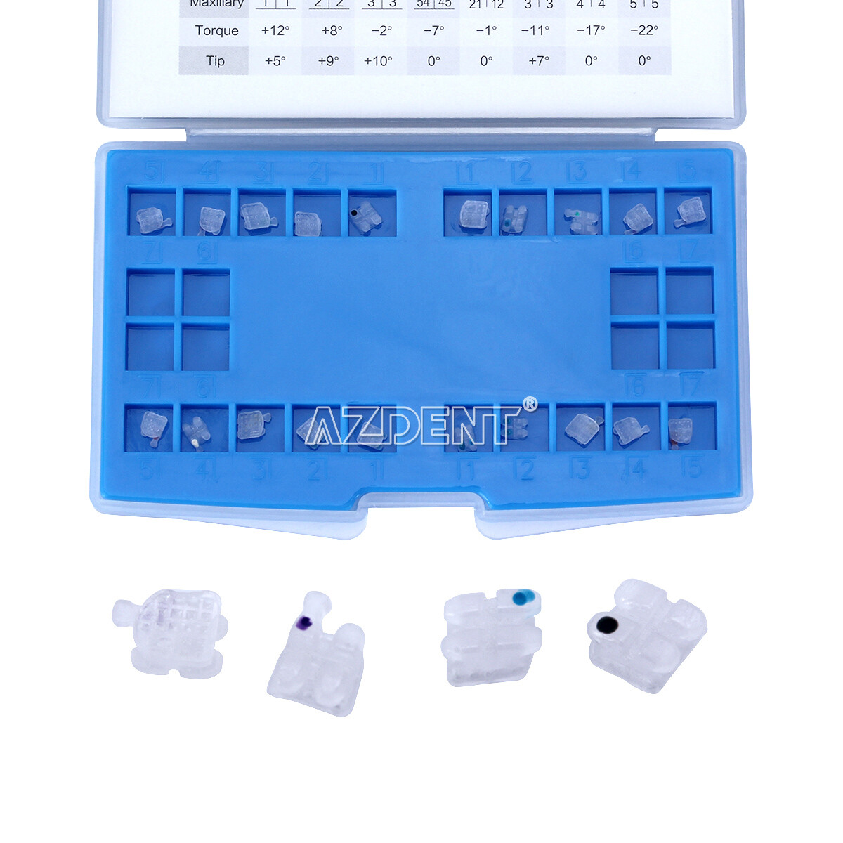 AZDENT Dental Orthodontic Ceramic Brackets Brace Roth MBT.022/018 Hooks 345