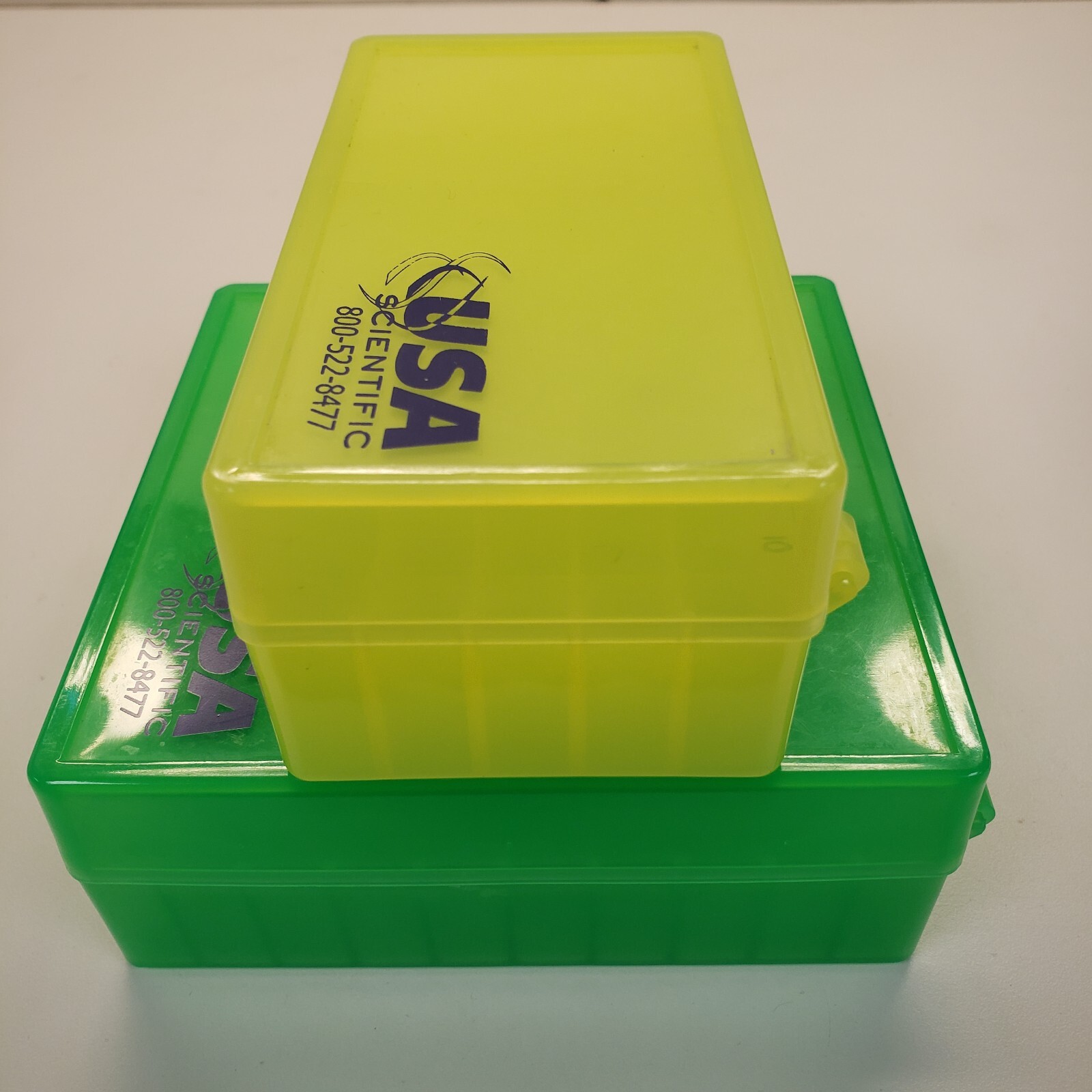 USA Scientific Polypropylene hinged freezer storage boxes, 50- and 100-place