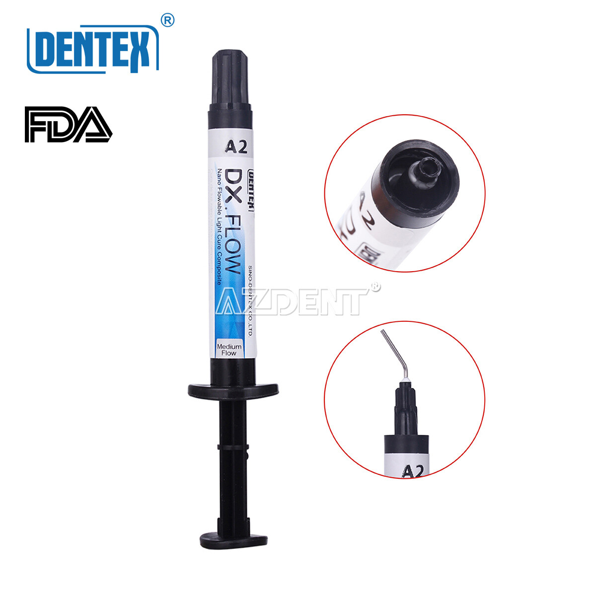 Dental Flowable Medium Flow Light Cure Composite A2 Shade DENTEX DX.FLOW