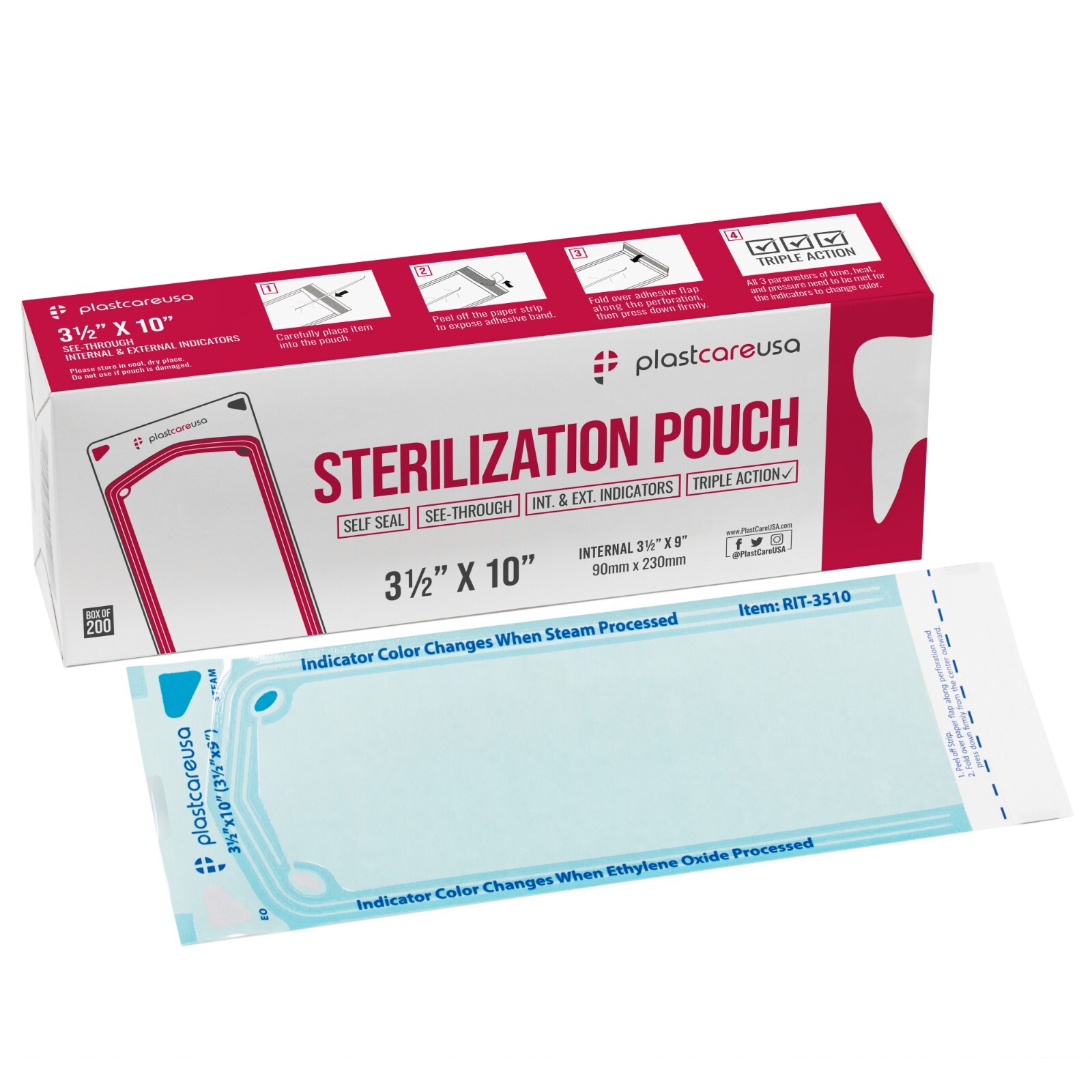 2000 3.5″ x 10″ Dental Sterilization Pouches Sterilizer Autoclave Bags Tool Nail