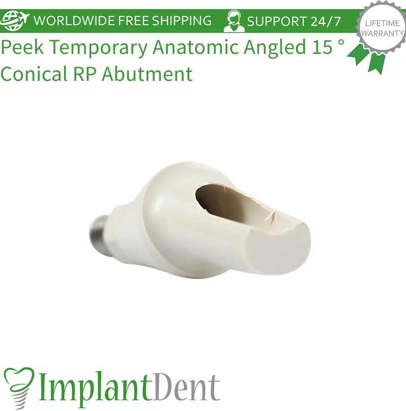 5X Peek Temporary Anatomic Angled 15°Prosthetic Dental Fixture Conical RP 2.65mm