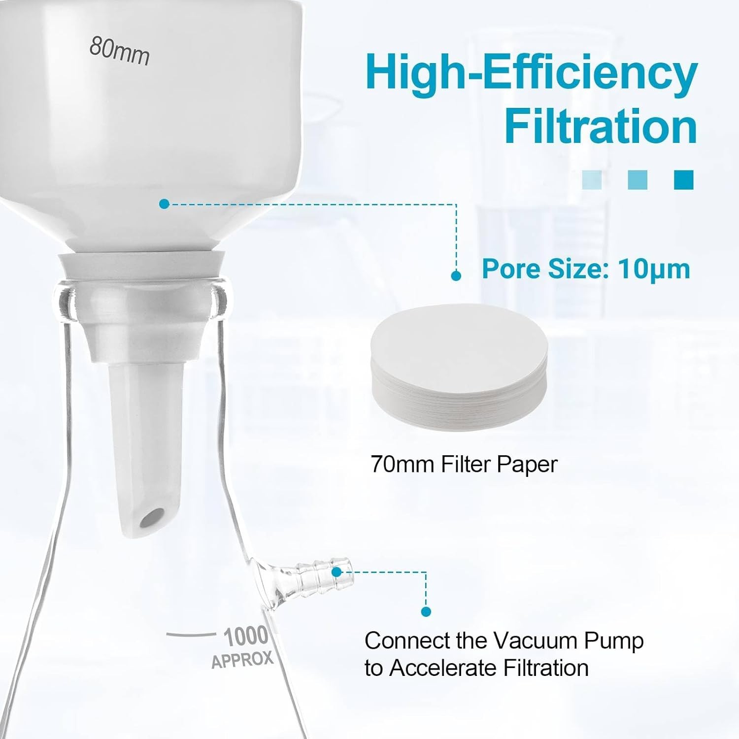 50L/Min Lab Vacuum Pump +1000ml Buchner Filtering Funnel Lab Vacuum Filtration