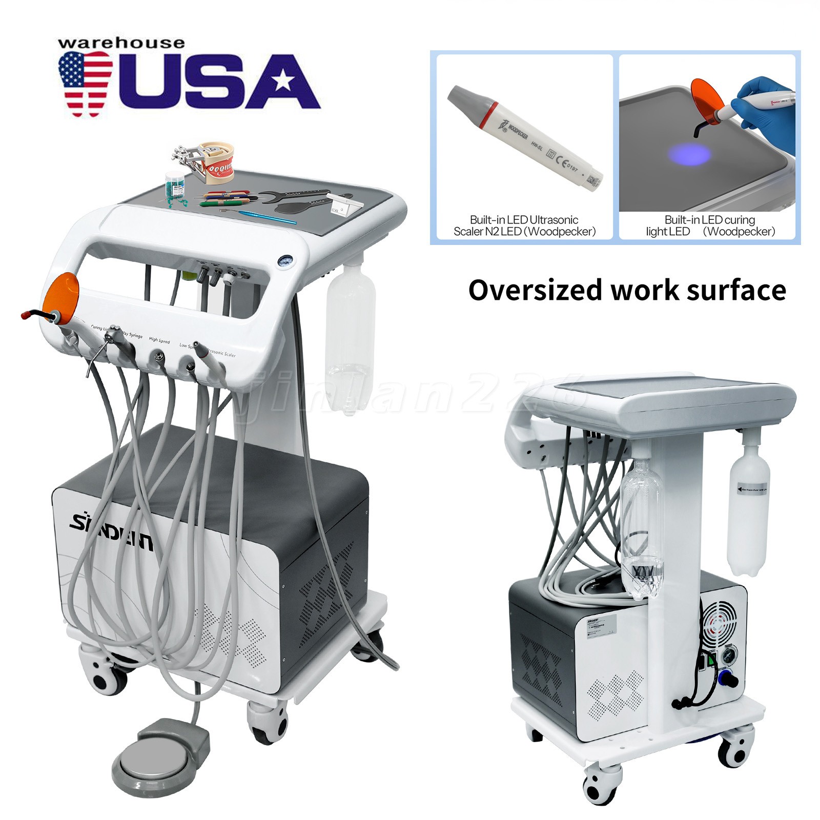 Portable Mobile Dental Delivery Unit System Air Compressor Strong suction FDA&CE