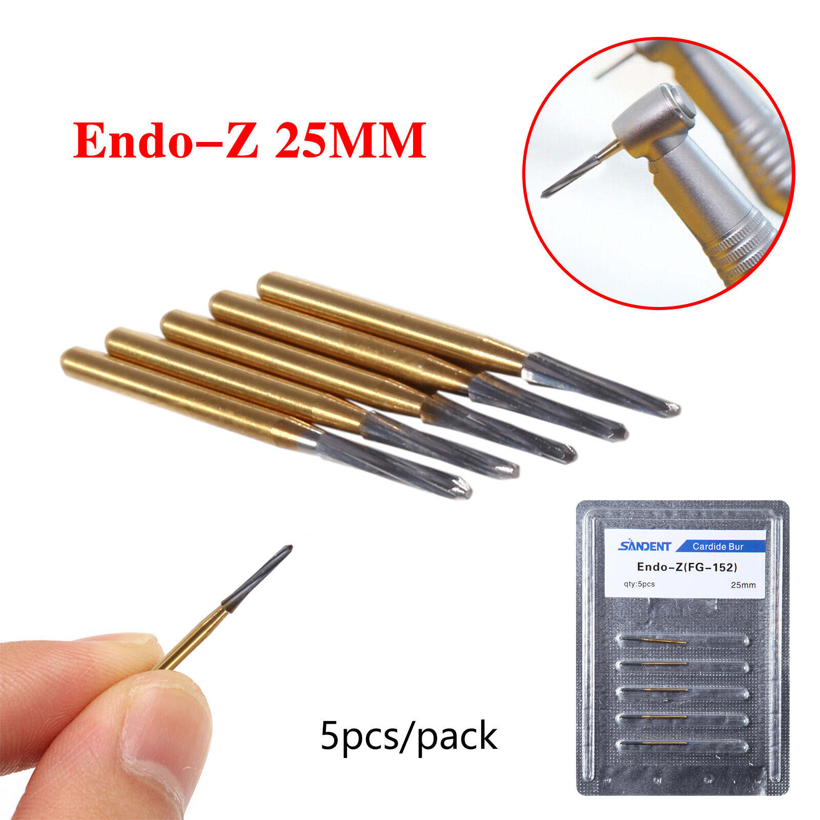 Endo-Z Bur Dental Carbide Tungsten SANDENT 25mm Surgical Cutter 5Pcs