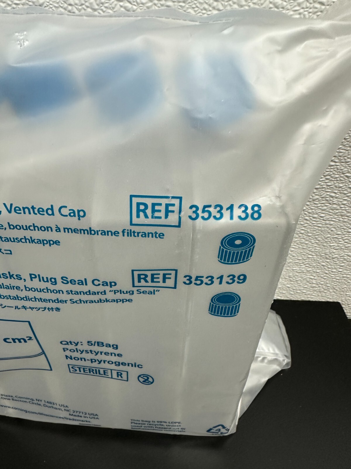 Corning Falcon REF 353138 Tissue Culture Flasks 225cm² Rectangular Canted Neck
