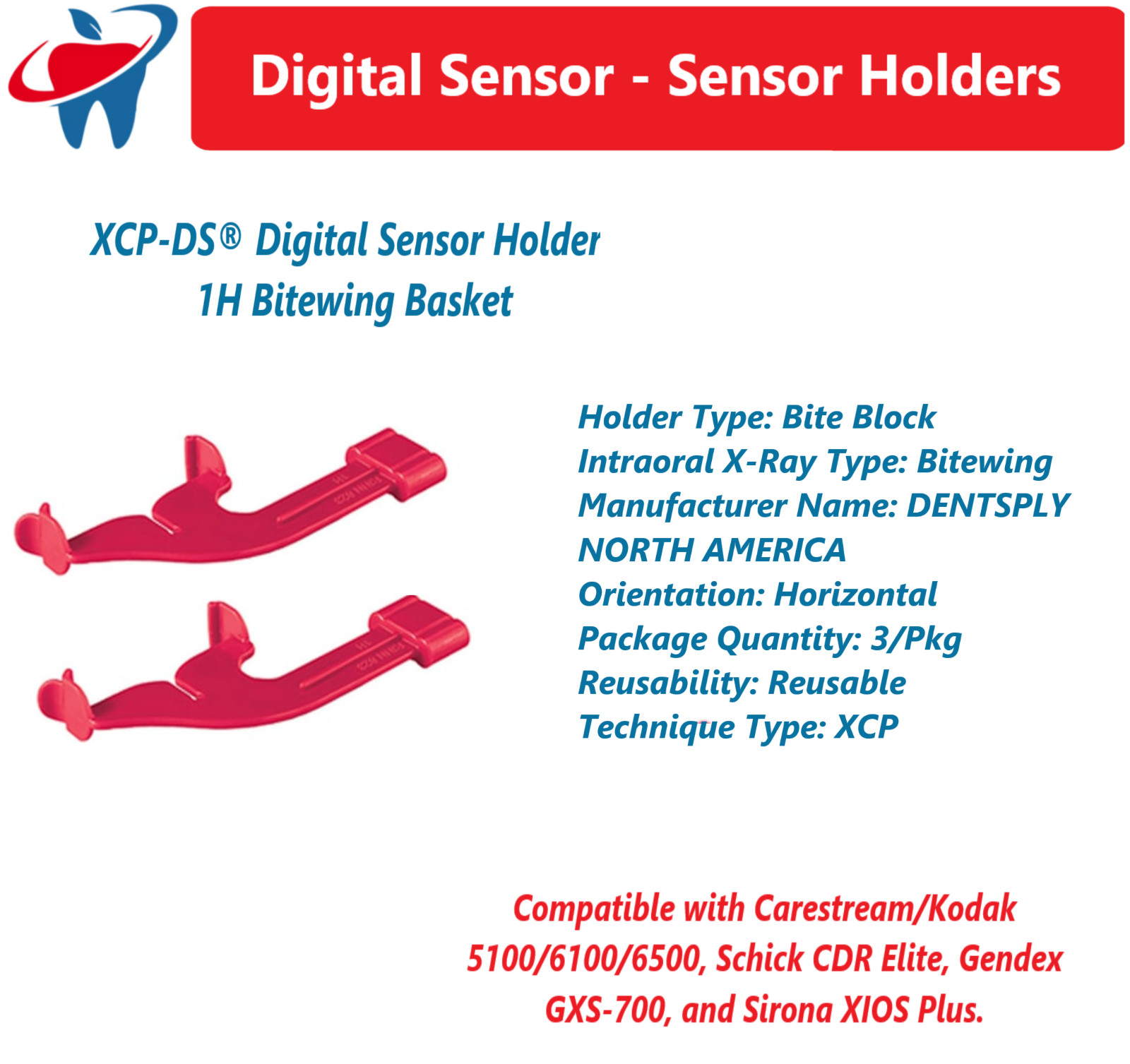 Dental X-Ray XCP-DS Digital Sensor Holders For Carestream Kodak 5100, 6100, 6500