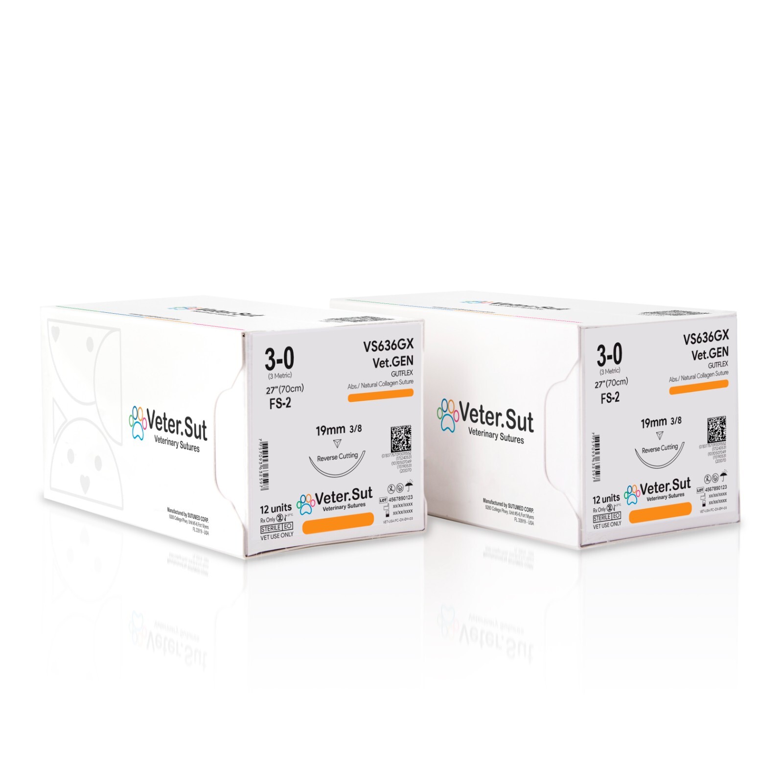 Vetersut Vet-Gen Gutflex USP 3-0, 3/8 19mm reverse cutting Veterinary Sutures