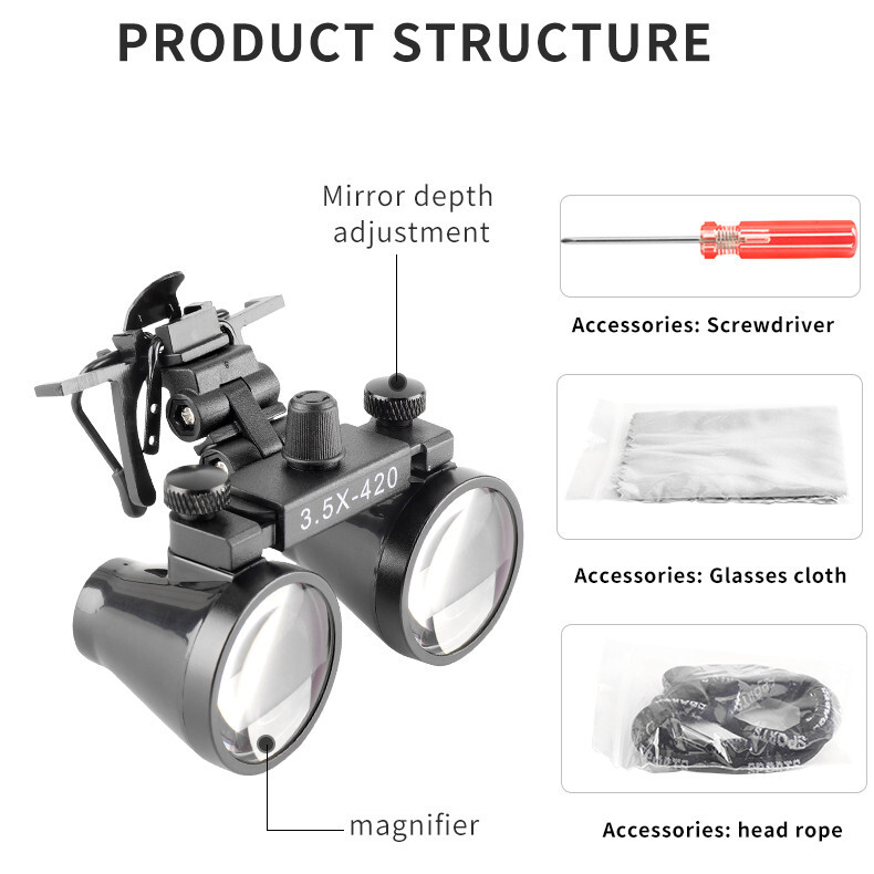3.5X-420 Dental Binocular Loupe Compound Optical Metal Clip-on Magnifier DY-102