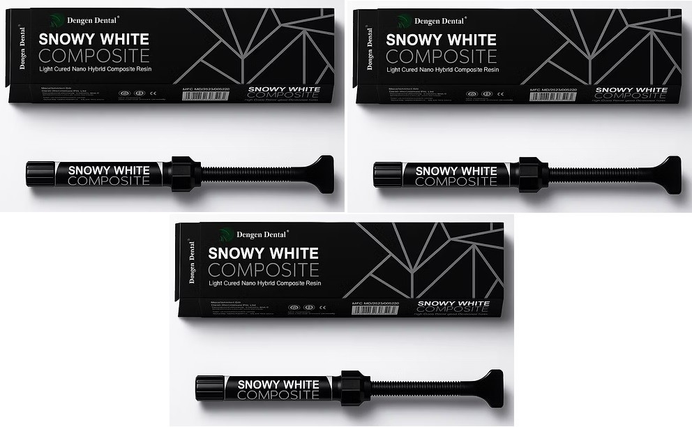 3 x Dental SNOWY WHITE BLEACH Light Cured Nano Hybrid Restorative Composite
