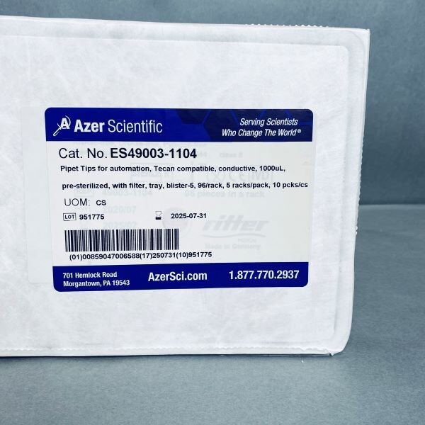 Azer Pipette Tips 1000 ul Filtered Conductive Sterile Case of 50 Racks