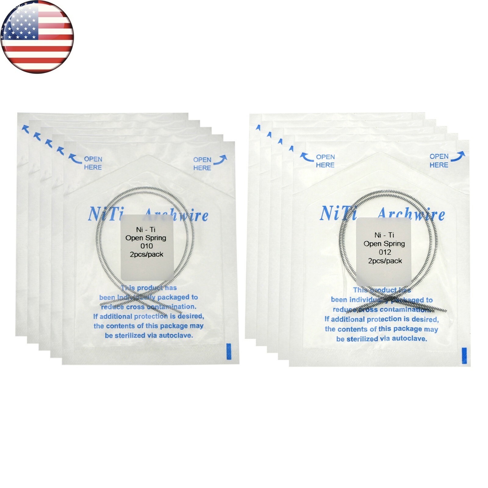 10 Pcs Dental Orthodontic NiTi 0.012/0.010*180 mm Open Coil Spring Medium Force
