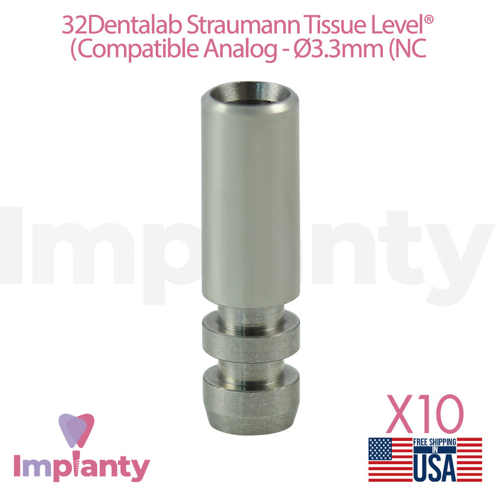10x Dental Fixture Analog 3.3mm Narrow Crossfit Yellow Straumann Compatible