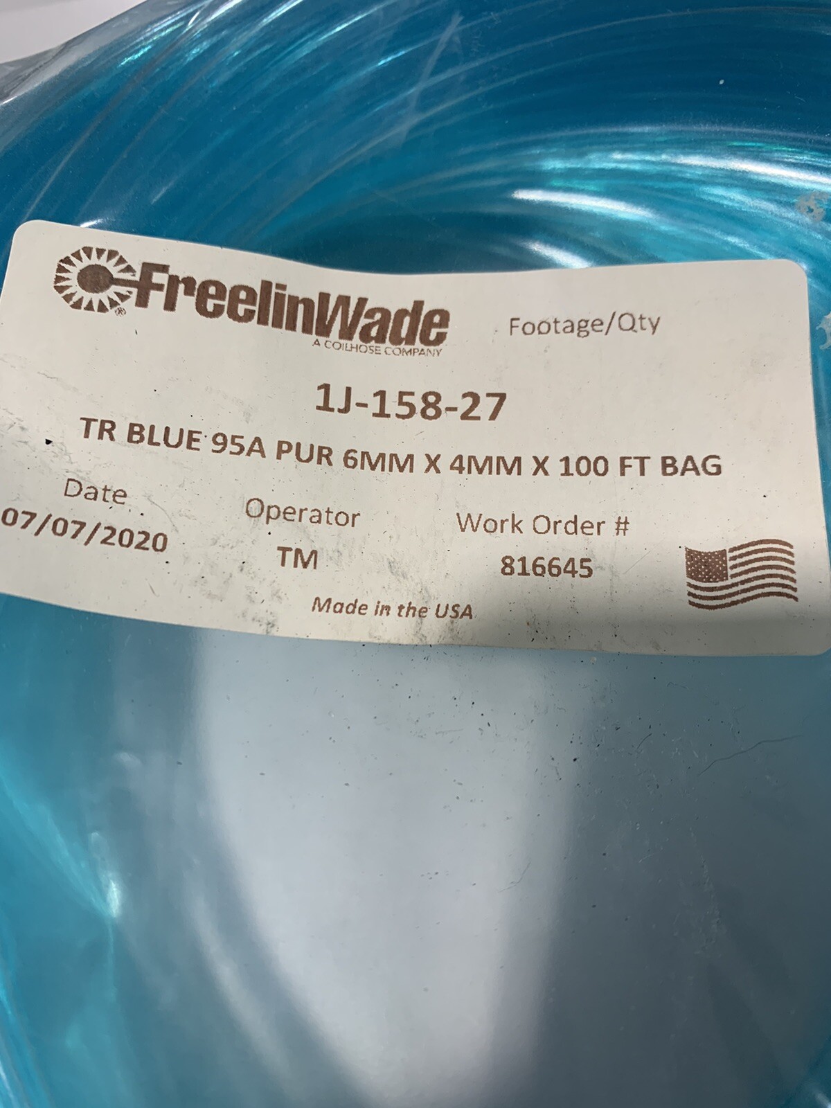 Freelin Wade 1J-158-27 Blue 95A 6mm x 4mm 100 ft Bag **NEW**