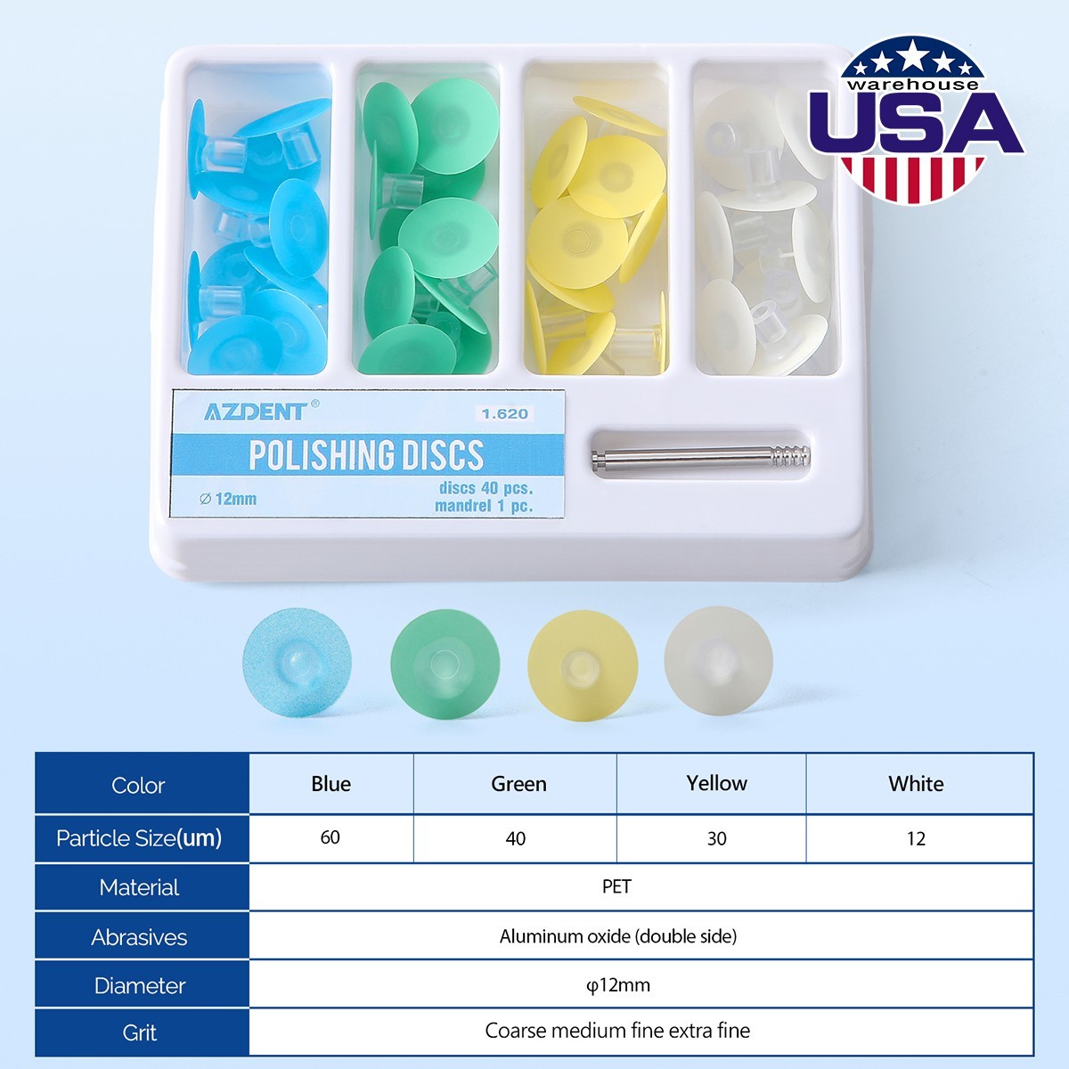 Dental Composite Finishing Polishing Disc Stem kit Mandrel Drill 12mm Polisher