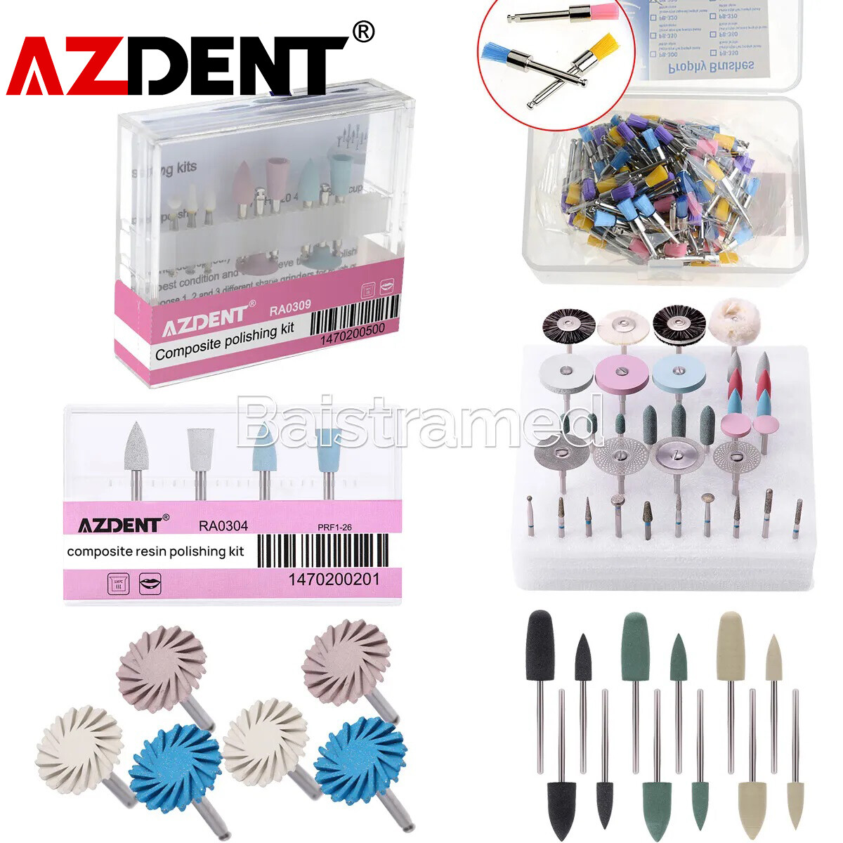 Dental Lab Polishing Burs Kit Composite Resin Base Disc Brush Ceramics Porcelain