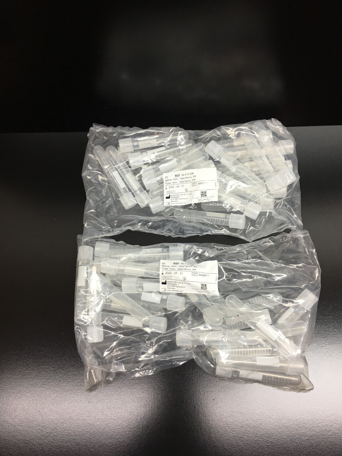 Sarstedt AG REF 62.515.006 Tube 13 ml 100 x 16 mm PP with Print Lot 2 PKS