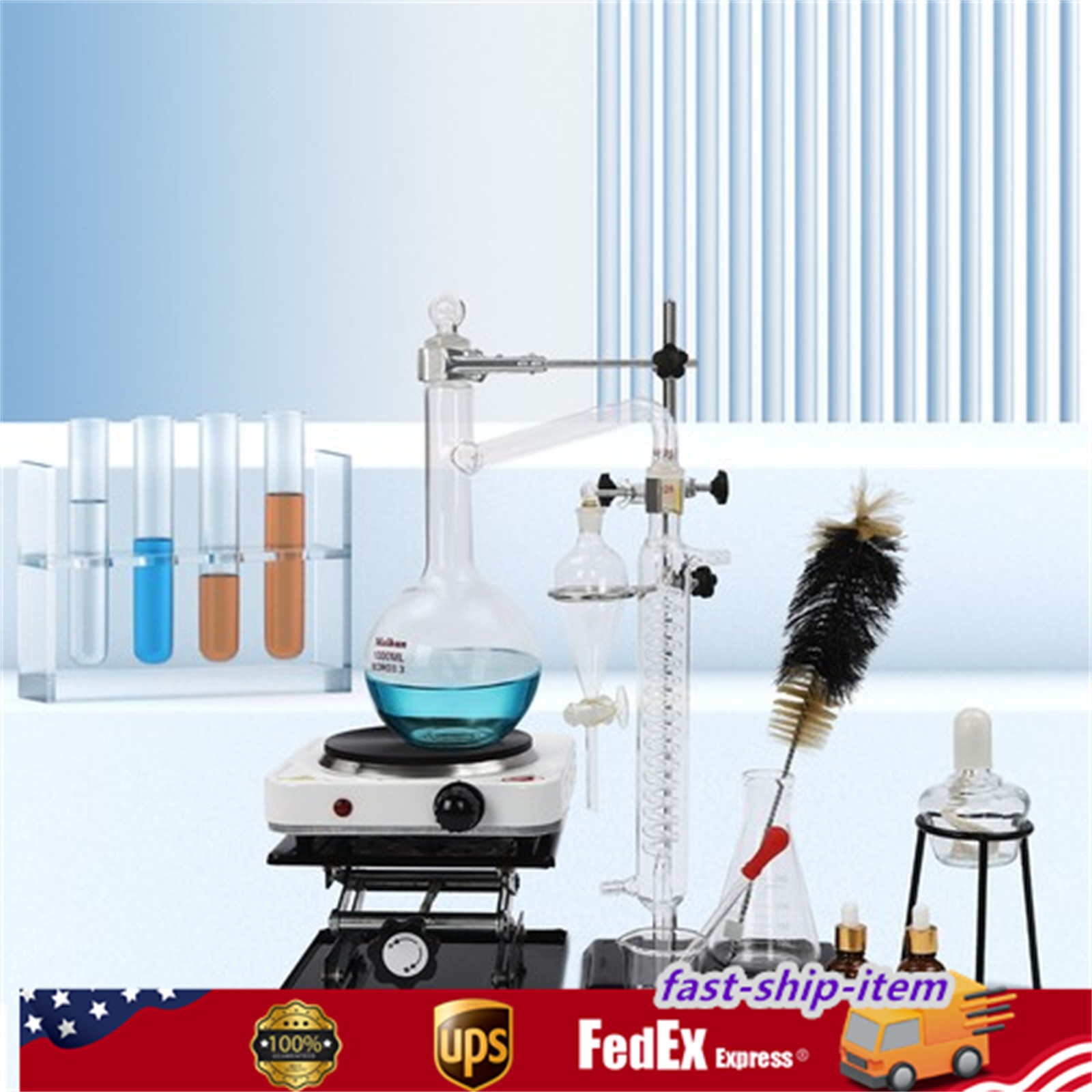 Essential Oil Distillation Apparatus Lab Home Glassware Distillation Kits 1000ml