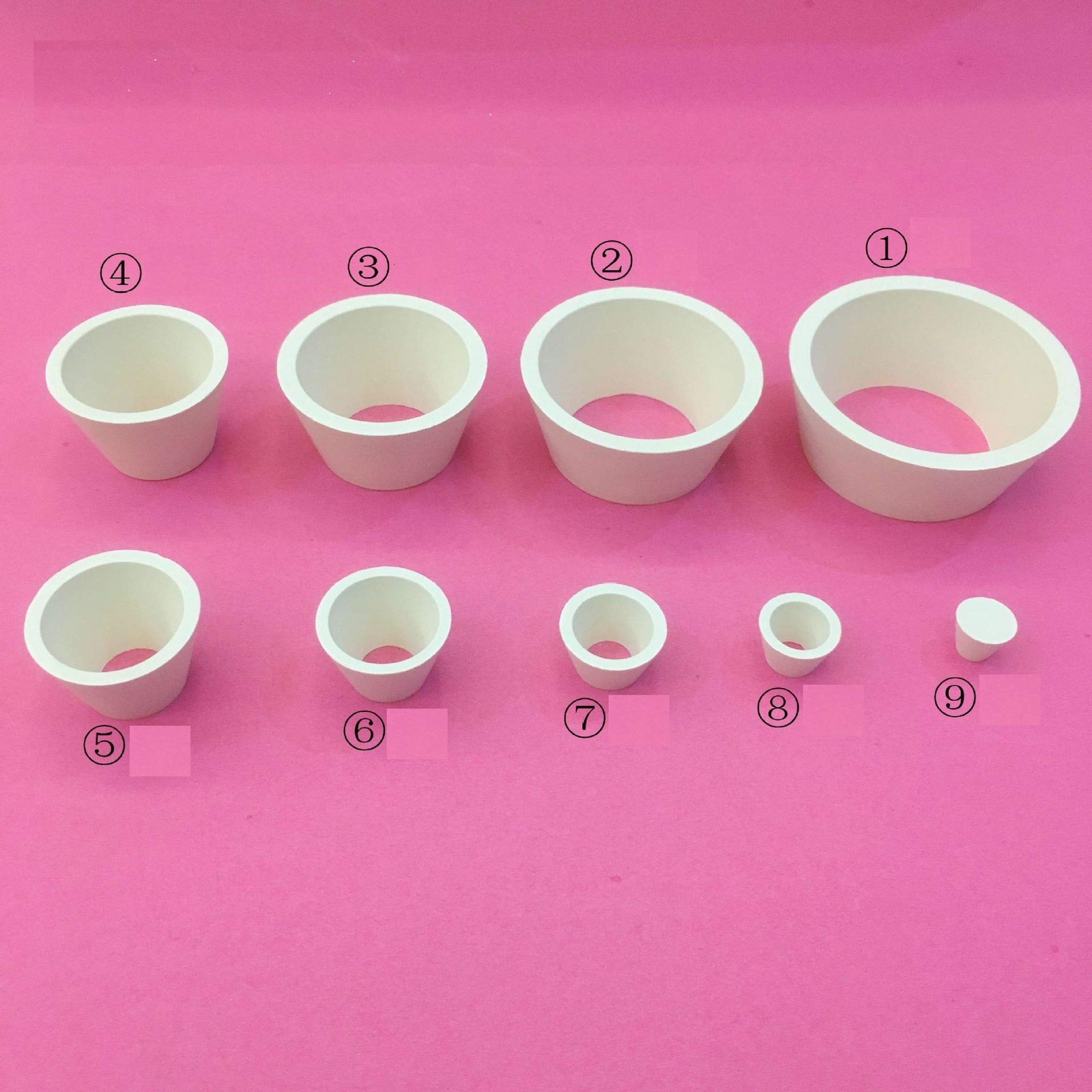 9 Count Filter Adapter Cones Set, Buchner Funnel Flask white