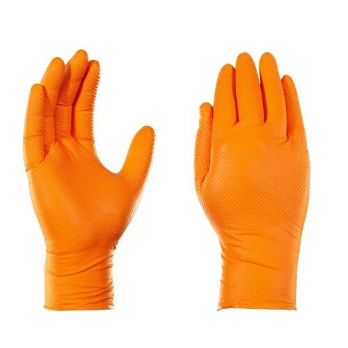 HANDARMOR MED HD Orange Nitrile Disposable Gloves 8 Mil, Diamond Texture 100PK