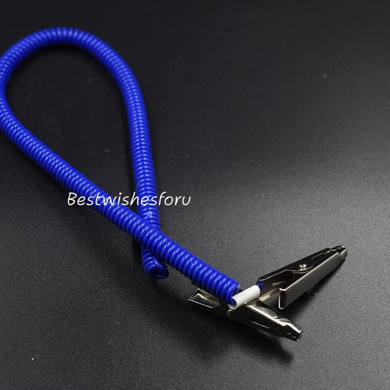 20* Dental Blue Patient Bib Clips Crocodile Chains Napkin Flexible Coil Stretchy