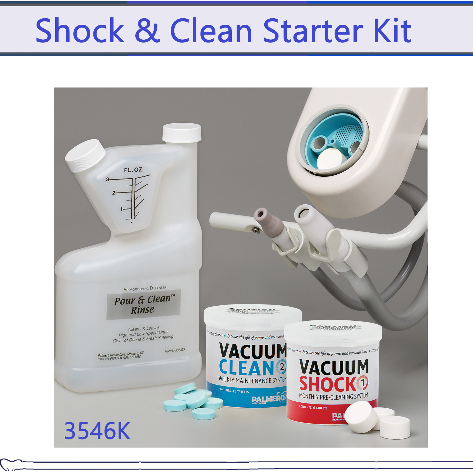 Dental Shock & Clean Starter Kit Evacuation System Maintenance, Palmero 3546K