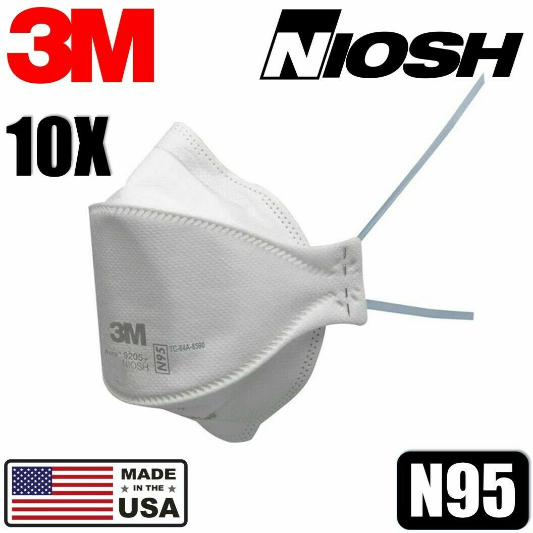 10-pack 3M Aura 9205+ N95 NIOSH Protective Disposable Face Mask Respirator NEW