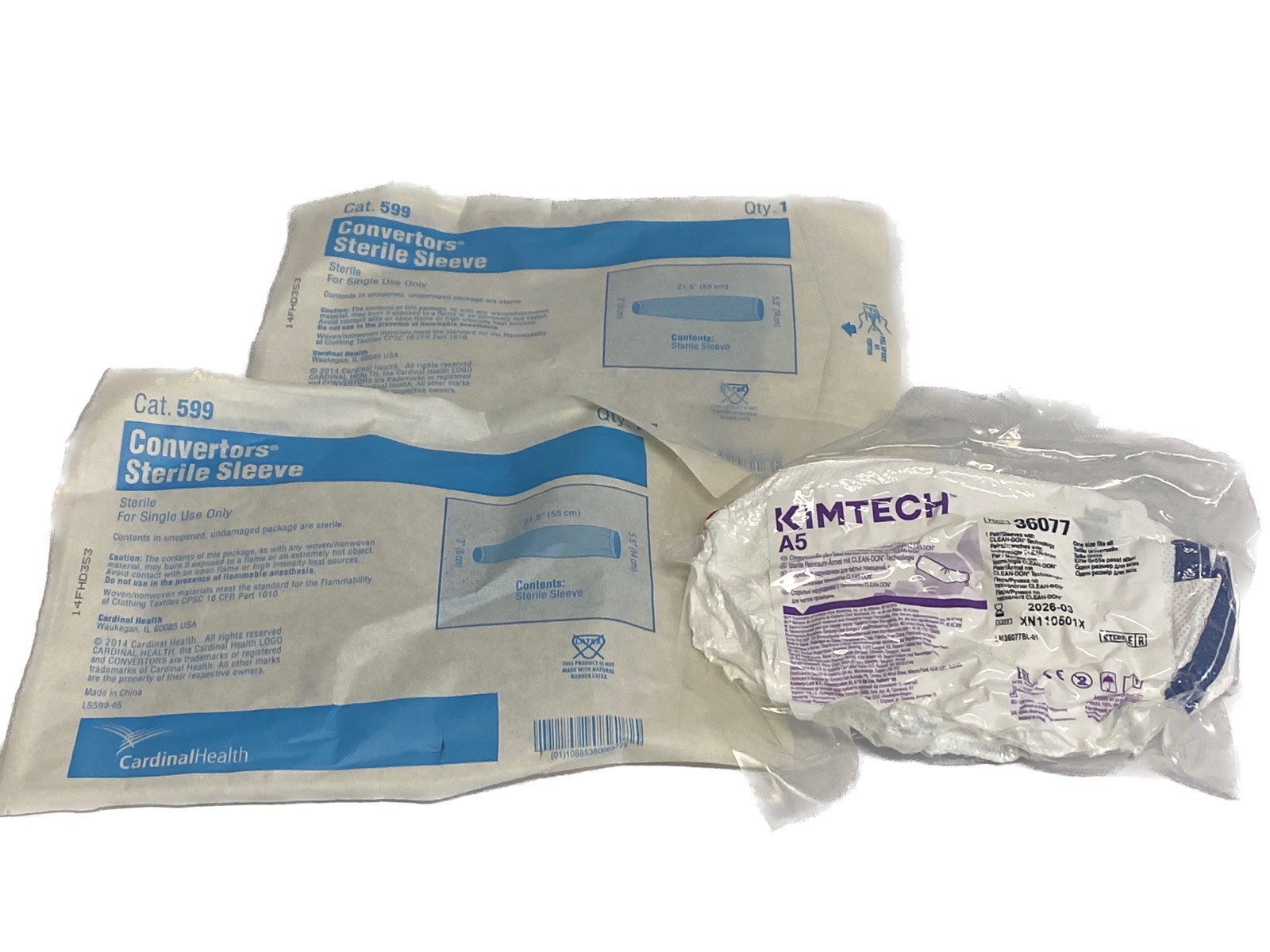(4) CARDINAL HEALTH KIMTECH Disposable Arm Sleeve Protector Covers 36077 599
