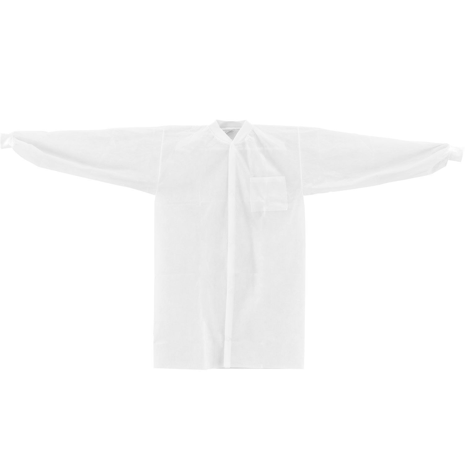 Disposable Polypropylene Lab Coat Knit Wrist Collar Snap Closure LRG 25/Case