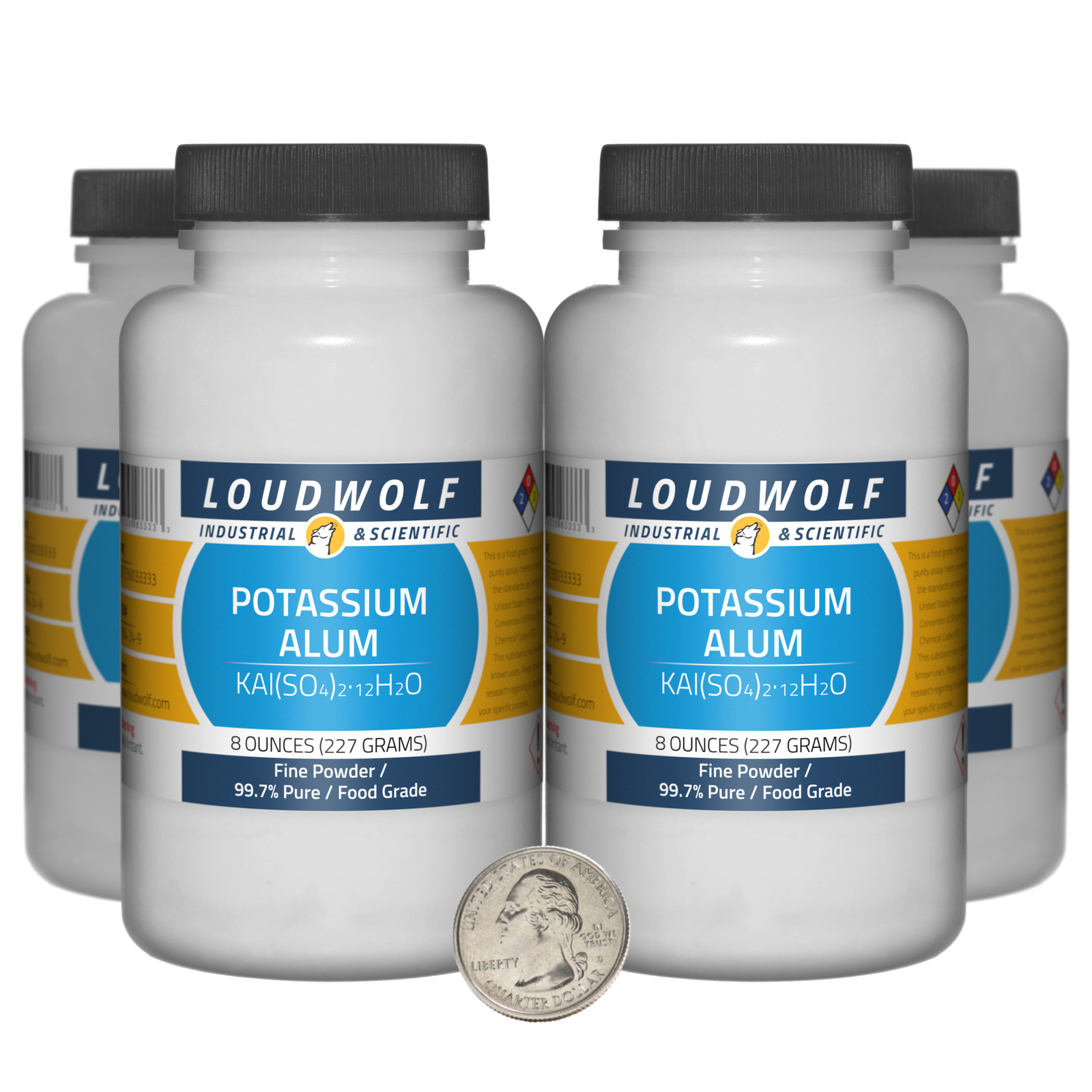 Potassium Alum / 2 Pounds / 4 Bottles / 99.7% Pure Food Grade / Fine Powder