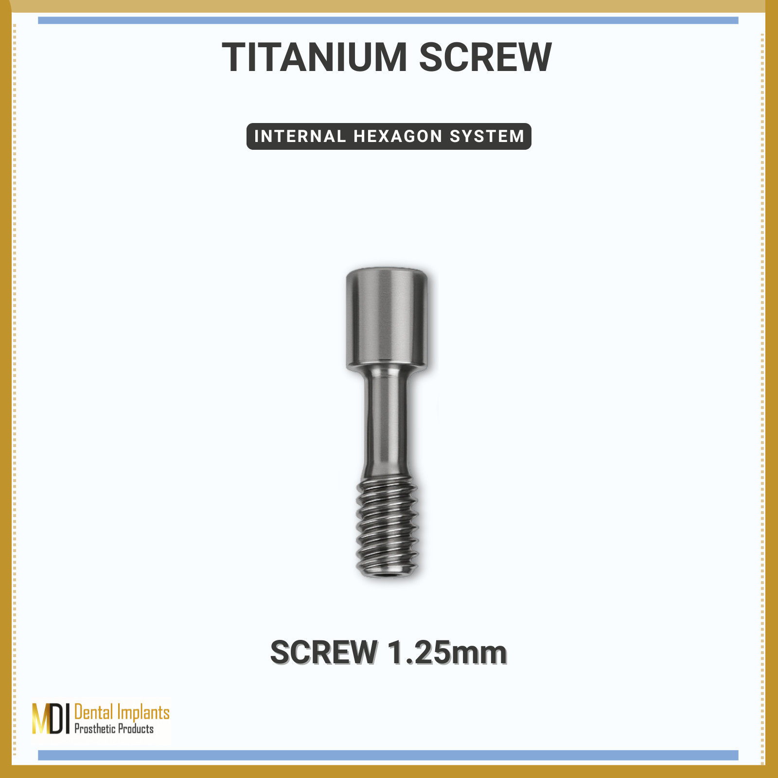 Titanium Hex Screw 1.25mm | Internal Hex System | Dental Lab Component |Same-Day