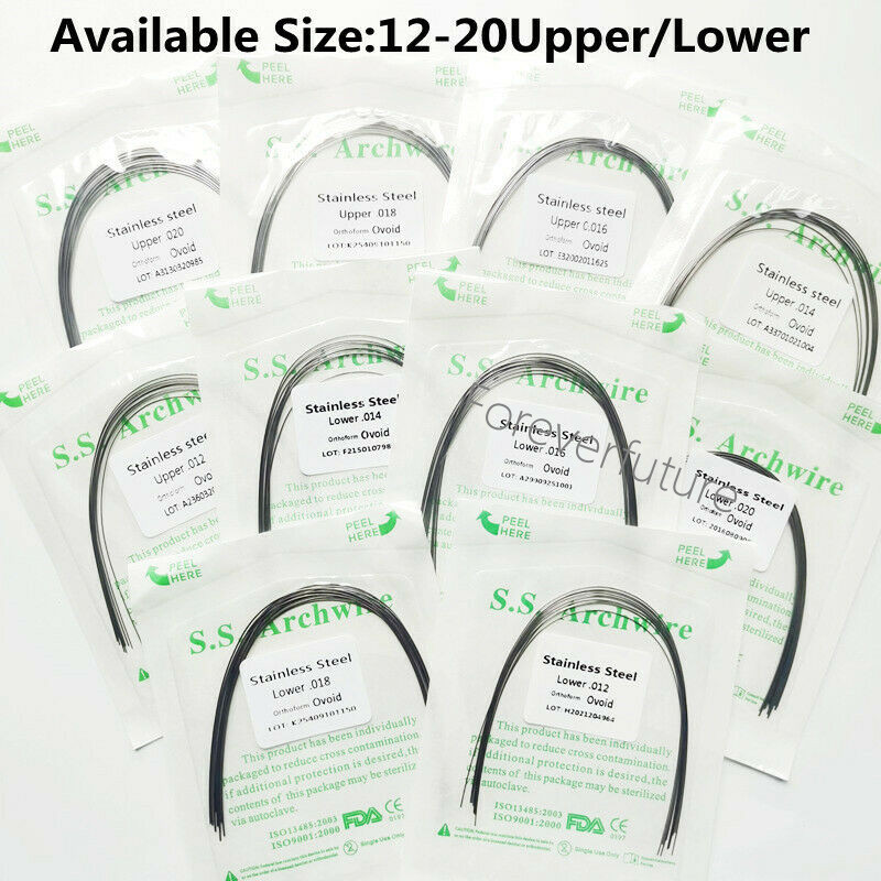 5Pack Dental Orthodontic Stainles Steel Arch Round Wire Ovoid Oval Wire 12-20U/L