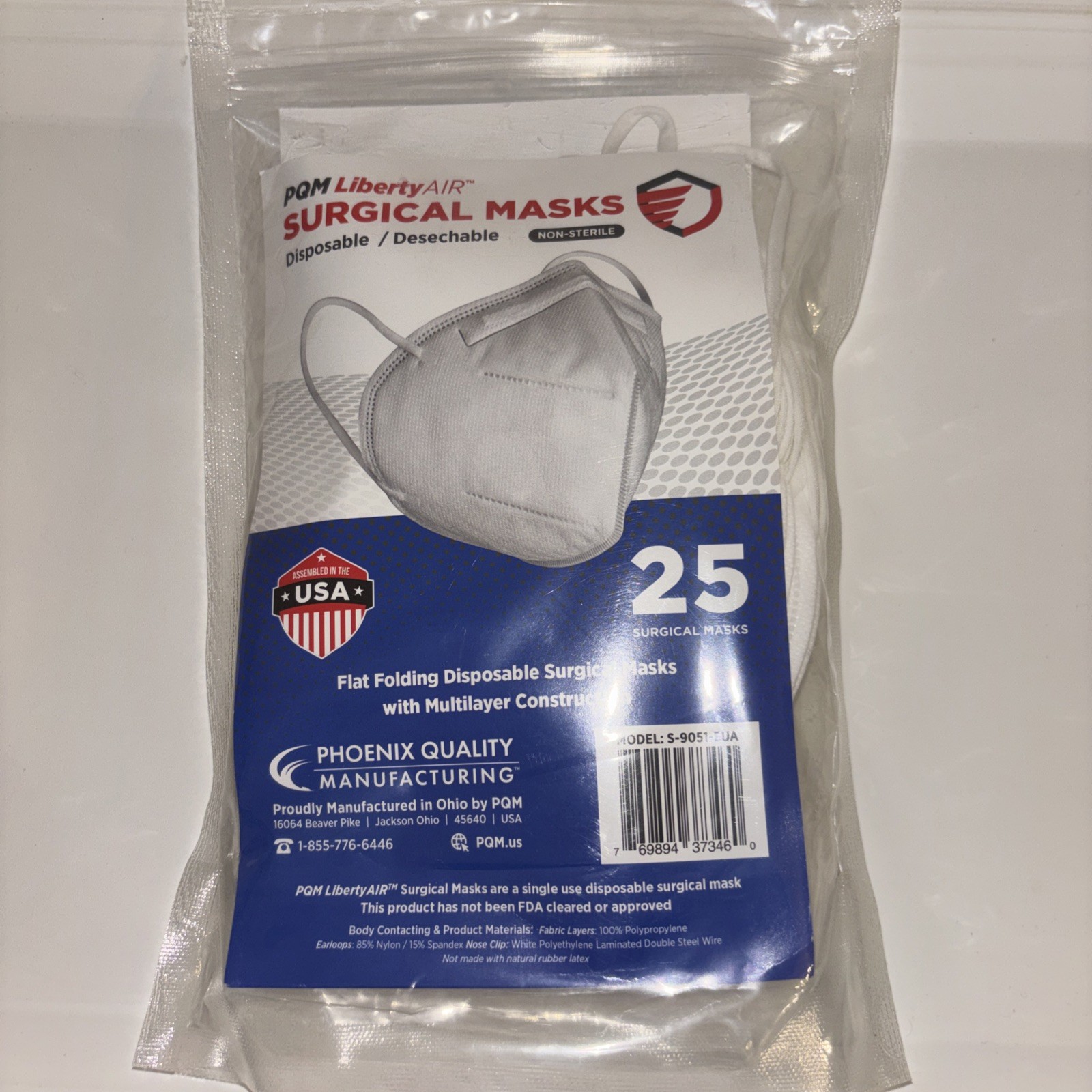Phoenix Quality Surgical Masks Disposable Single Use 25 Pack USA