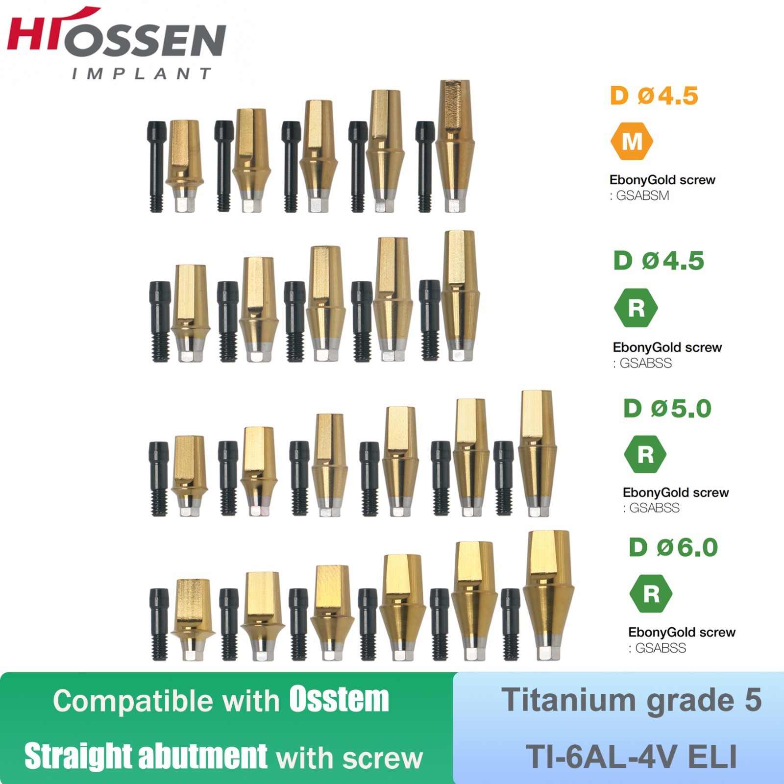 Hiossen ET III MINI Regular Hex Straight Transfer Abutment Implant 4.5/5.0/6.0mm