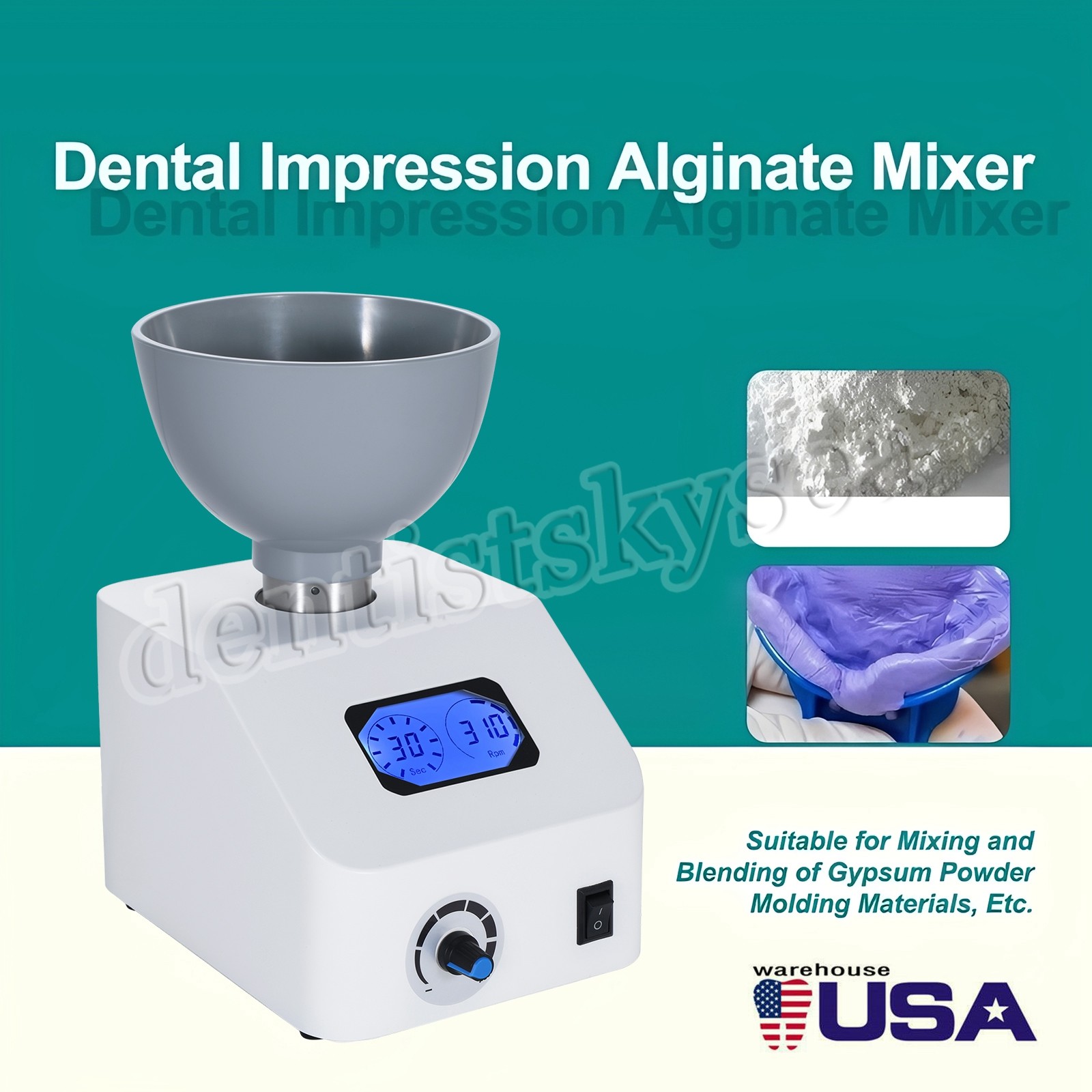 DENTAL LAB DIE STONE IMPRESSION MATERIAL ALGINATE MIXER 110V or 220V