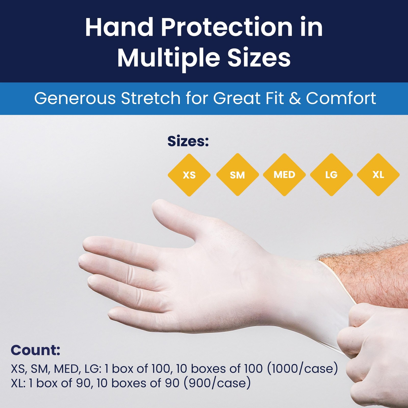 Adenna GOLD Disposable Latex Gloves – 6 Mil, Large (Pack of 100), White