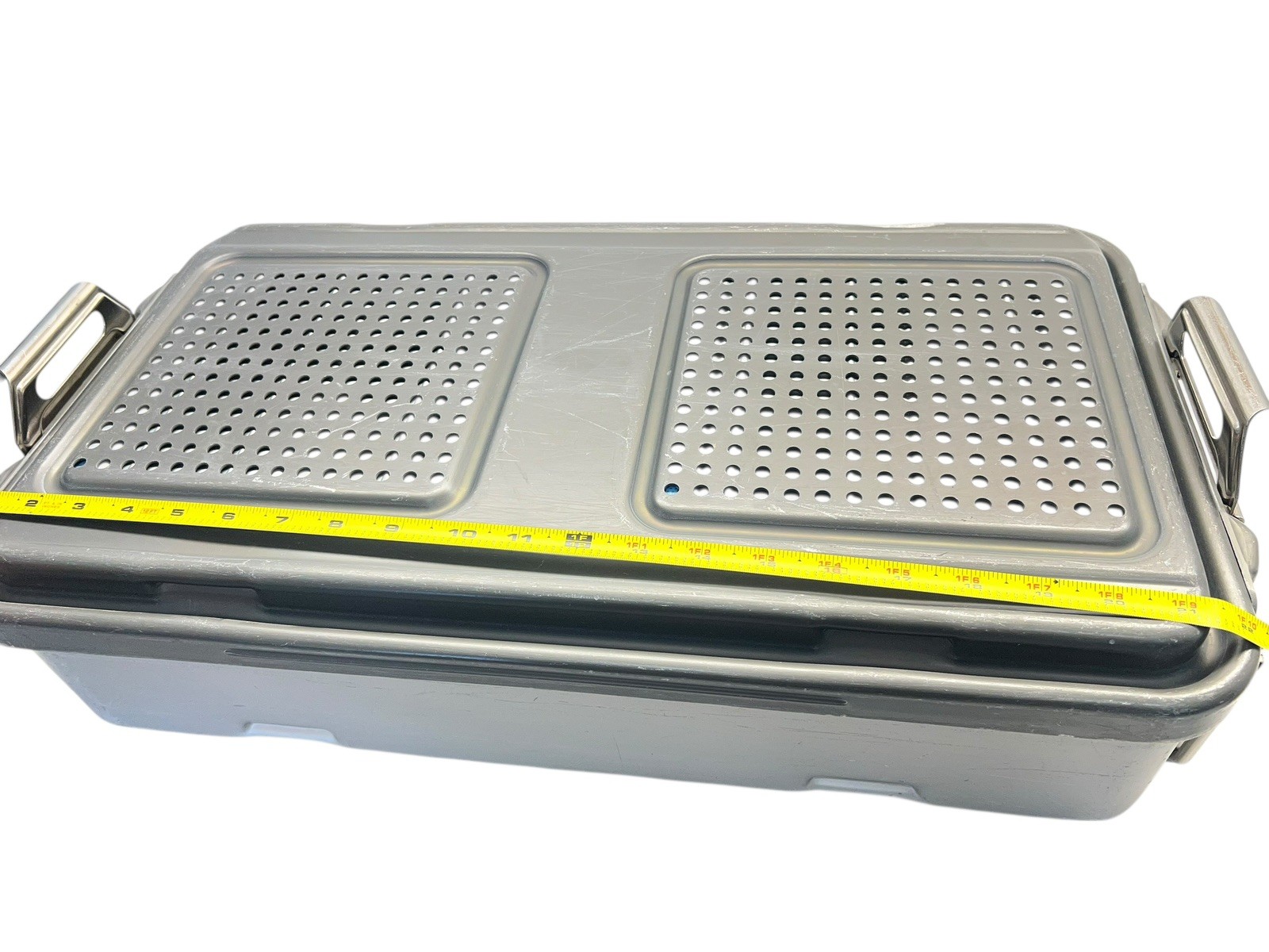 V. Mueller Genesis Perforated Sterilization Case+Lid w/ BASKET (21.5″ x 12 x 6)